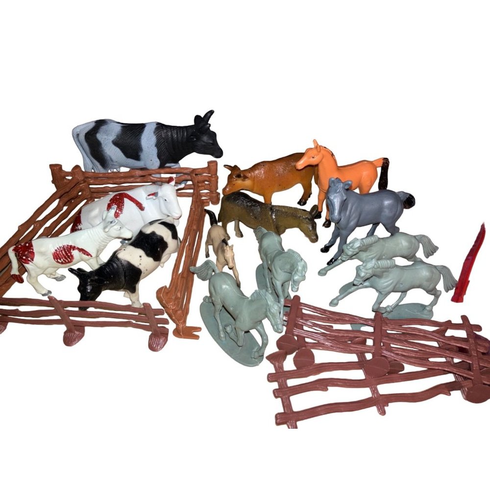 Farm Animals Horses Cows Fence Custom Lot